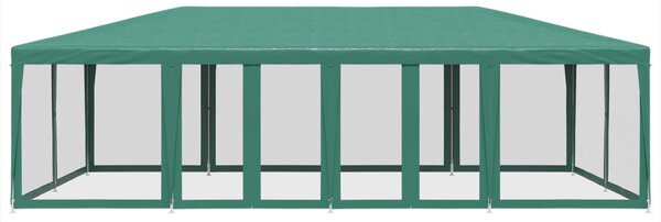 Šator za zabave s 12 mrežasta bočna zida zeleni 8x4 m HDPE - Zelena / 8 x 4 m