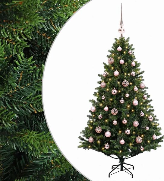 Umjetno božićno drvce s kuglicom 120 cm 150 LED lampica - Zelena 120 cm s LED-ima i ružičastim lopticama
