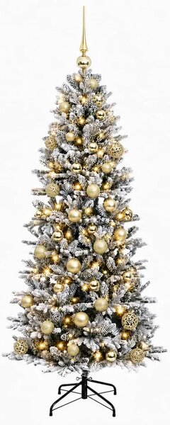 Umjetno božićno drvce s kuglicom 150 cm 150 LED lampica - Zelena i bijela 150 cm s LED žaruljama i zlatnim kuglicama