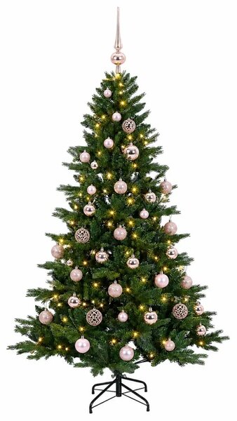 Umjetno božićno drvce s kuglicom 120 cm 150 LED lampica - 120 cm s LED-ima i ružičastim lopticama