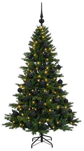 Umjetno božićno drvce s kuglicom 120 cm 150 LED lampica - 120 cm s LED-ima i crnim lopticama