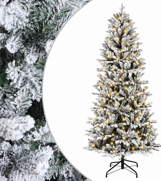 Umjetno božićno drvce s nogom 150 cm 150 LED lampica - Bijela 150 cm s LED svjetlima