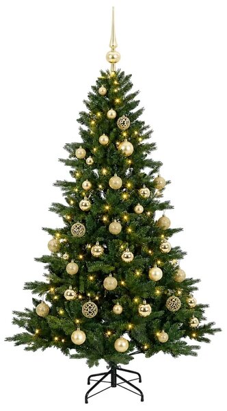 Umjetno božićno drvce s kuglicom 120 cm 150 LED lampica - 120 cm s LED žaruljama i zlatnim kuglicama