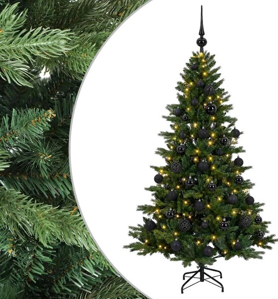Umjetno božićno drvce s kuglicom 120 cm 150 LED lampica - 120 cm s LED-ima i crnim lopticama