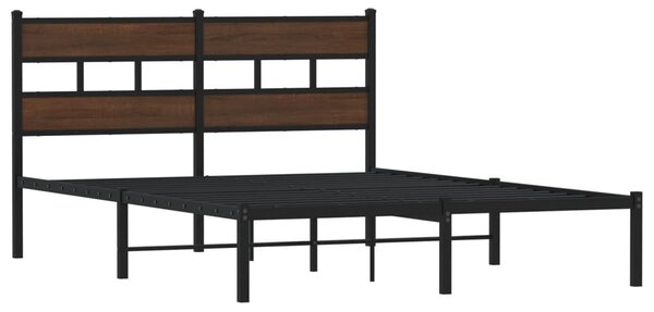 Okvir kreveta bez madraca s uzglavljem boja hrasta 140x190 cm - Smeđa / 140 x 190 cm