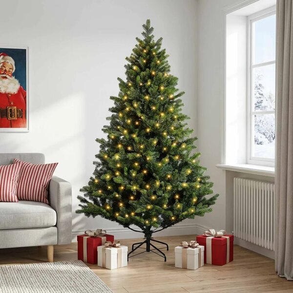 Umjetno božićno drvce s nogom 120 cm 150 LED lampica - Zelena 120 cm s LED svjetlima