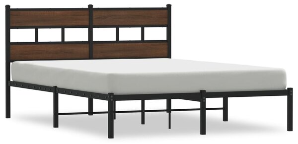 Okvir kreveta bez madraca s uzglavljem boja hrasta 140x190 cm - Smeđa / 140 x 190 cm