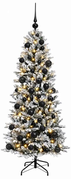 Umjetno božićno drvce s kuglicom 150 cm 150 LED lampica - Zelena i bijela 150 cm s LED-ima i crnim lopticama