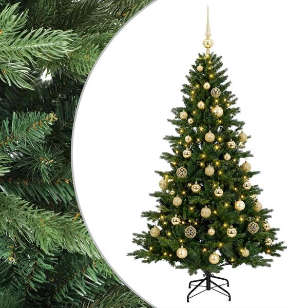 Umjetno božićno drvce s kuglicom 120 cm 150 LED lampica - 120 cm s LED žaruljama i zlatnim kuglicama