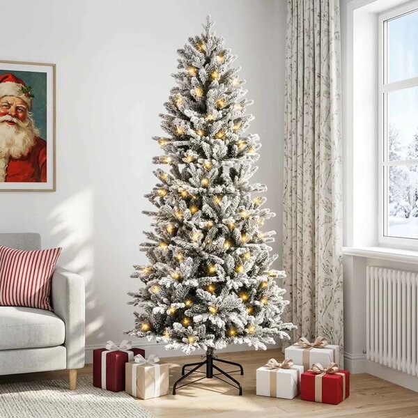 Umjetno božićno drvce s nogom 150 cm 150 LED lampica - Bijela 150 cm s LED svjetlima