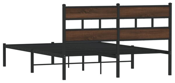 Okvir kreveta bez madraca s uzglavljem boja hrasta 140x190 cm - Smeđa / 140 x 190 cm