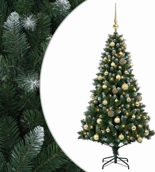 Umjetno božićno drvce s kuglicama 120 cm 150 LED lampica - 120 cm s LED žaruljama i zlatnim kuglicama