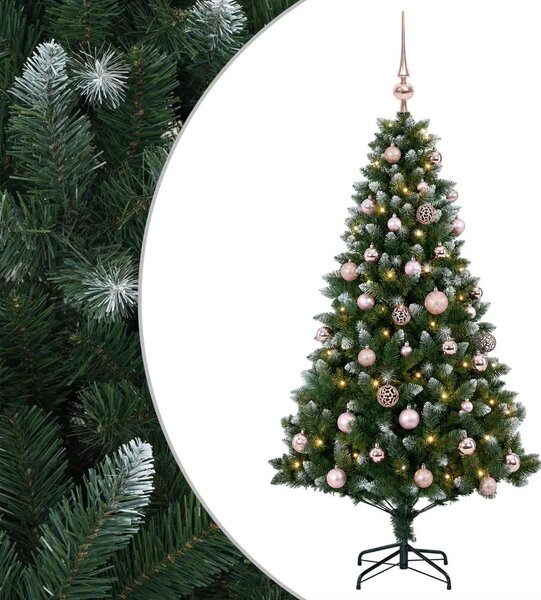 Umjetno božićno drvce s kuglicama 120 cm 150 LED lampica - 120 cm s LED-ima i ružičastim lopticama