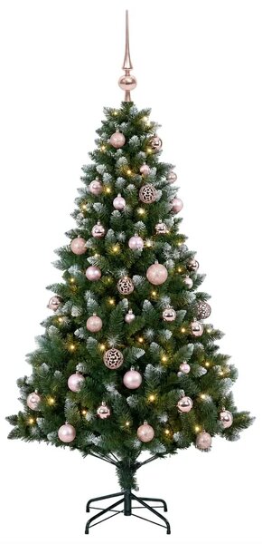 Umjetno božićno drvce s kuglicama 120 cm 150 LED lampica - 120 cm s LED-ima i ružičastim lopticama