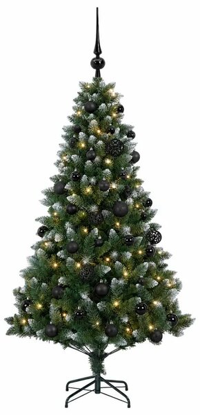 Umjetno božićno drvce s kuglicama 120 cm 150 LED lampica - 120 cm s LED-ima i crnim lopticama