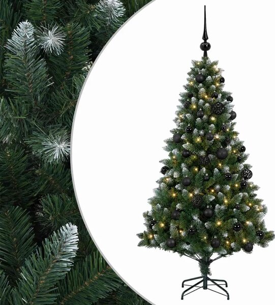 Umjetno božićno drvce s kuglicama 120 cm 150 LED lampica - 120 cm s LED-ima i crnim lopticama