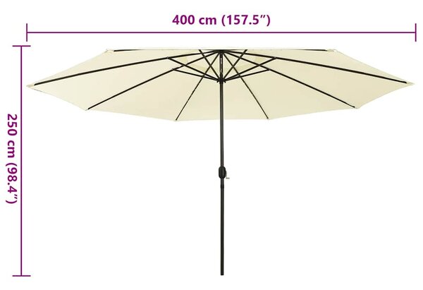 Vrtni suncobran s LED svjetlima 400 cm boja pijeska - Bež / N/A