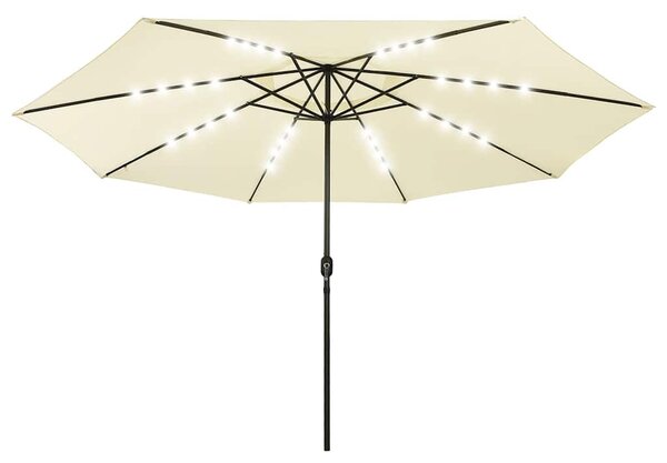 Vrtni suncobran s LED svjetlima 400 cm boja pijeska - Bež / N/A