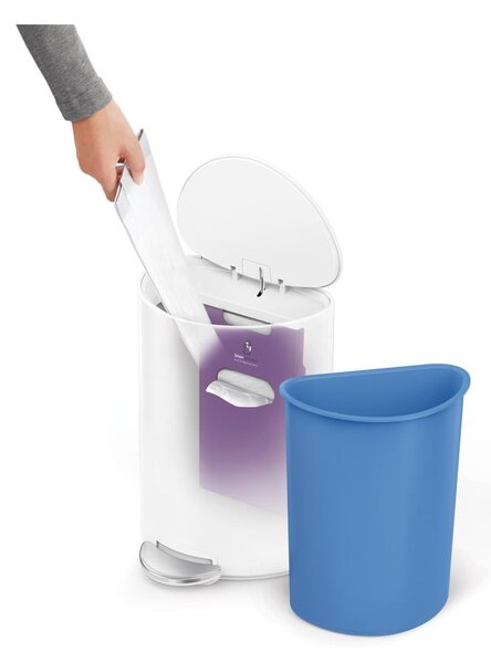 Bijela metalna kanta za smeće s pedalom 6 l – simplehuman