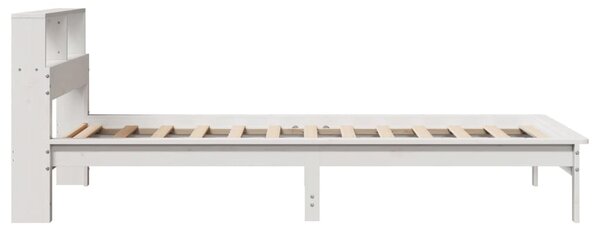 Krevet s regalom z knjige bez madraca bijeli 100x200cm borovina - Bijela / 100 x 200 cm