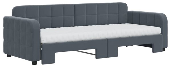 Dnevni krevet na razvlačenje tamnosivi 80 x 200 cm baršunasti - Siva / 80 x 200 cm
