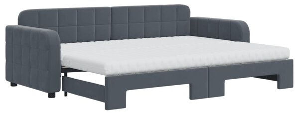 Dnevni krevet na razvlačenje tamnosivi 80 x 200 cm baršunasti - Siva / 80 x 200 cm