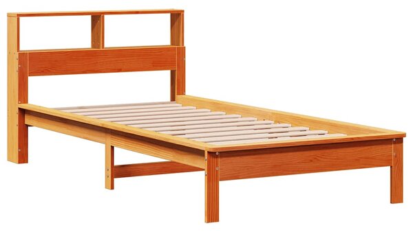 Krevet s regalom za knjige bez madraca 90 x 190 cm od borovine - Smeđa / 90 x 190 cm