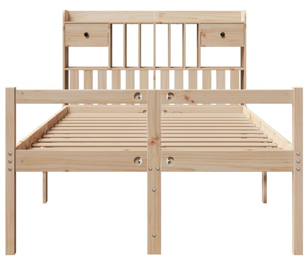 Krevet s regalom za knjige bez madraca 135x190 cm od borovine - Smeđa / 135 x 190 cm
