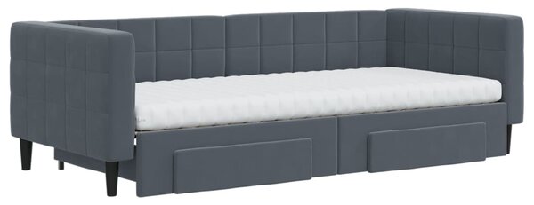 Dnevni krevet na razvlačenje tamnosivi 90 x 200 cm baršunasti - Siva / 90 x 200 cm