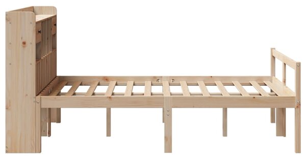 Krevet s regalom za knjige bez madraca 135x190 cm od borovine - Smeđa / 135 x 190 cm