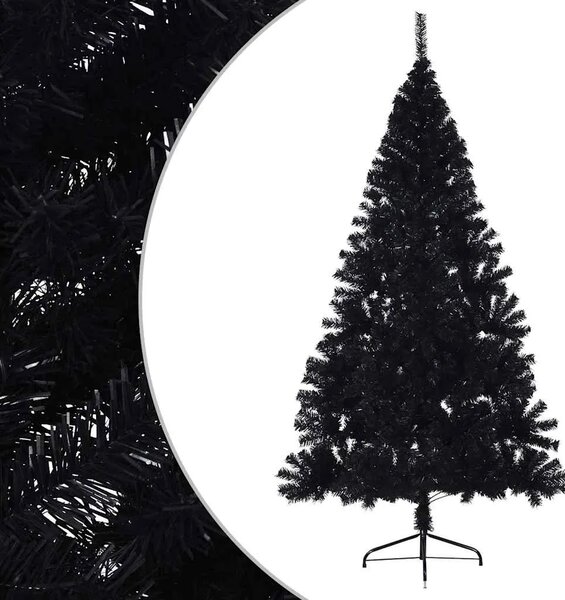 Umjetna polovica božićnog drvca sa stalkom crna 240 cm PVC - Crna 240 cm