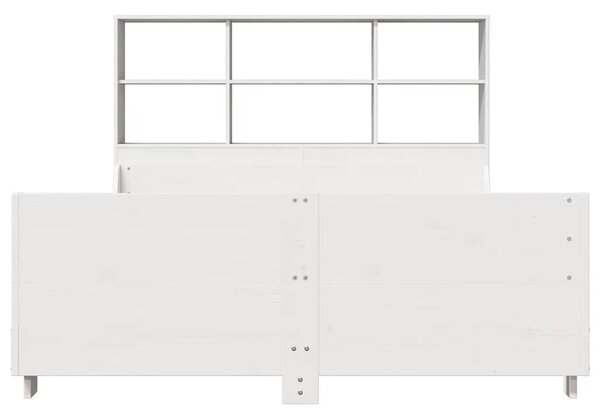 Krevet s regalom za knjige bez madraca bijeli 140x200cm od drva - Smeđa / 140 x 200 cm