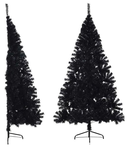 Umjetna polovica božićnog drvca sa stalkom crna 240 cm PVC - Crna 240 cm