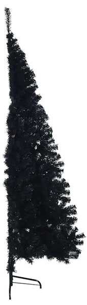 Umjetna polovica božićnog drvca sa stalkom crna 240 cm PVC - Crna 240 cm
