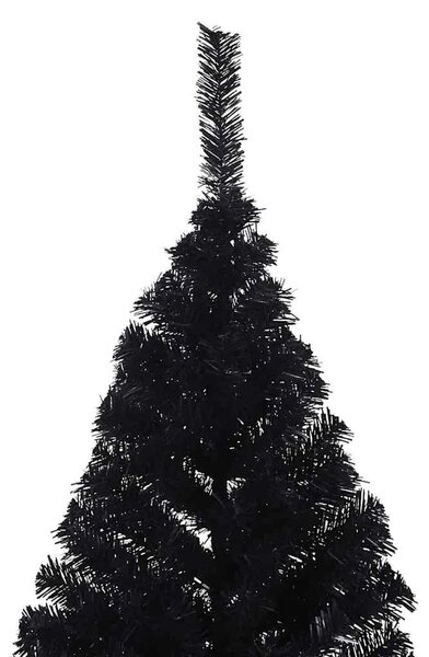 Umjetna polovica božićnog drvca sa stalkom crna 240 cm PVC - Crna 240 cm