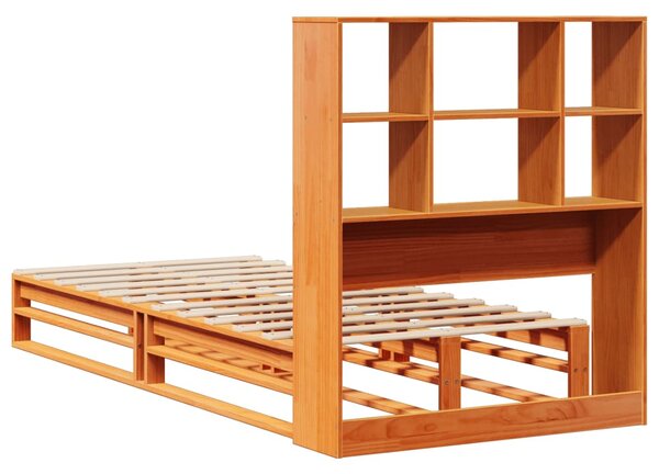 Krevet s regalom za knjige bez madraca 75 x 190 cm masivno drvo - Smeđa / 75 x 190 cm
