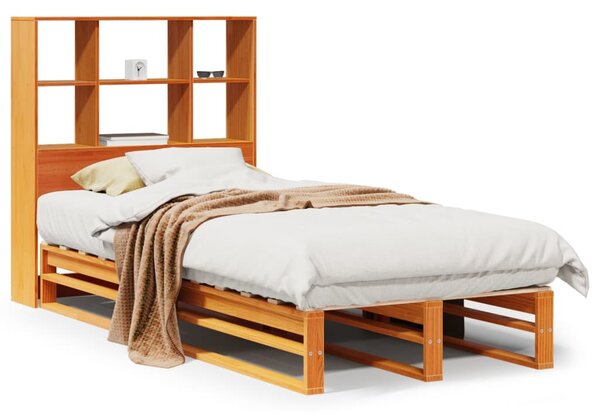 Krevet s regalom za knjige bez madraca 75 x 190 cm masivno drvo - Smeđa / 75 x 190 cm