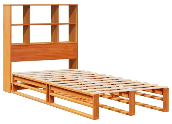 Krevet s regalom za knjige bez madraca 75 x 190 cm masivno drvo - Smeđa / 75 x 190 cm