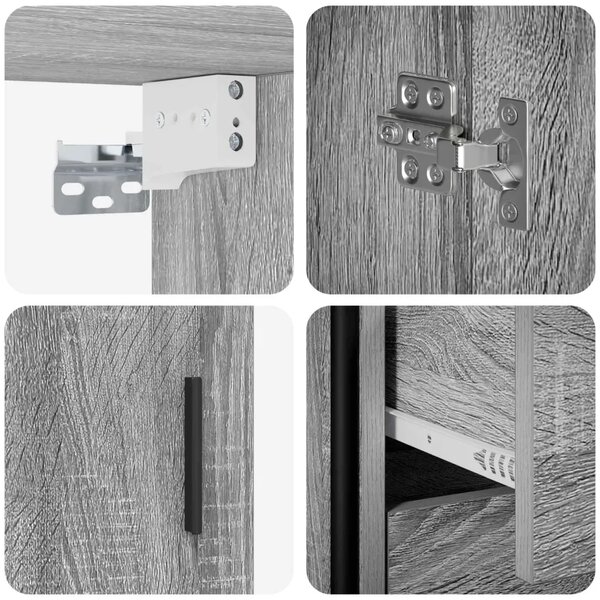 Set ormarića za kupaonicu 3 kom. Siva Sonoma 40 x 36 x 200 5 cm - Siva Sonoma Ormar s umivaonikom (3 vrata) + viseći ormar