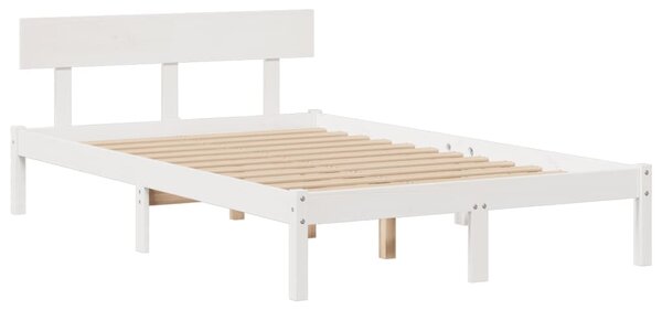 Krevet s regalom z knjige bez madraca bijeli 135x190cm borovina - Bijela / 135 x 190cm