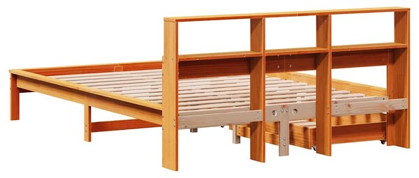 Krevet s regalom za knjige bez madraca 120 x 190 cm od borovine - Smeđa / 120 x 190 cm