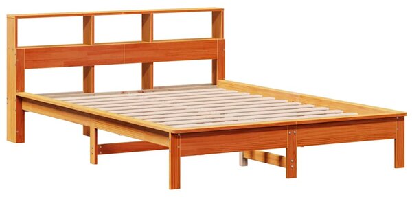 Krevet s regalom za knjige bez madraca 120 x 190 cm od borovine - Smeđa / 120 x 190 cm