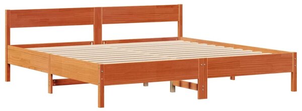 Krevet s regalom za knjige bez madraca 180x200 cm od borovine - Smeđa / 180 x 200 cm