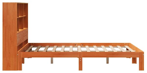 Krevet s regalom za knjige bez madraca 135 x 190 cm od borovine - Smeđa / 135 x 190 cm