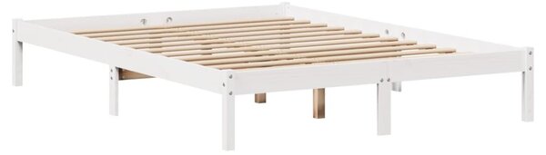Krevet s regalom z knjige bez madraca bijeli 150x200cm borovina - Bijela / 150 x 200 cm