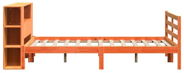 Krevet s regalom za knjige bez madraca 150x200 cm od borovine - Smeđa / 150 x 200cm
