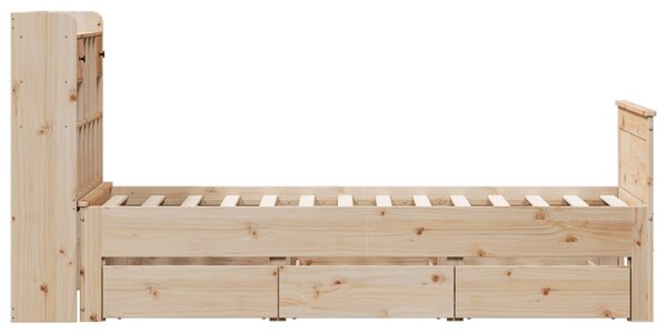 Krevet s regalom za knjige bez madraca 90x190 cm od borovine - Smeđa / 90 x 190 cm