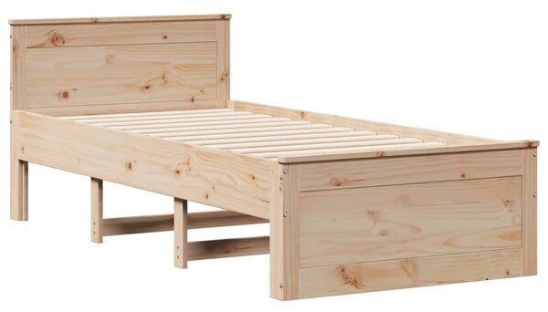 Krevet s regalom za knjige bez madraca 90x190 cm od borovine - Smeđa / 90 x 190 cm