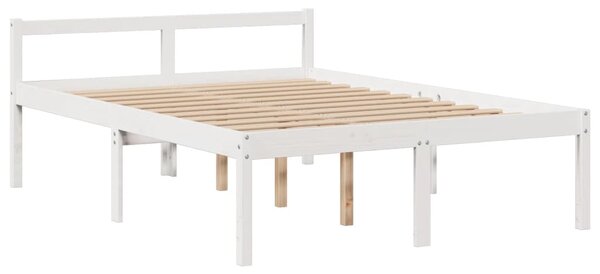 Krevet s regalom z knjige bez madraca bijeli 140x190cm borovina - Bijela / 140 x 190cm