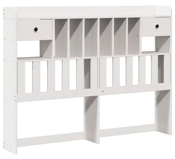 Krevet s regalom z knjige bez madraca bijeli 140x190cm borovina - Bijela / 140 x 190cm
